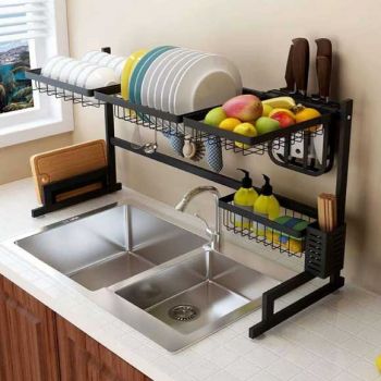 Buy Over The Sink Dish Drying Rack Shelf Stainless Steel Kitchen Cutlery Holder 85cm